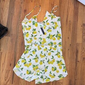 Petite Plum Lemon Print Women's Pajama Set - Never Worn With Tags!! 🍋